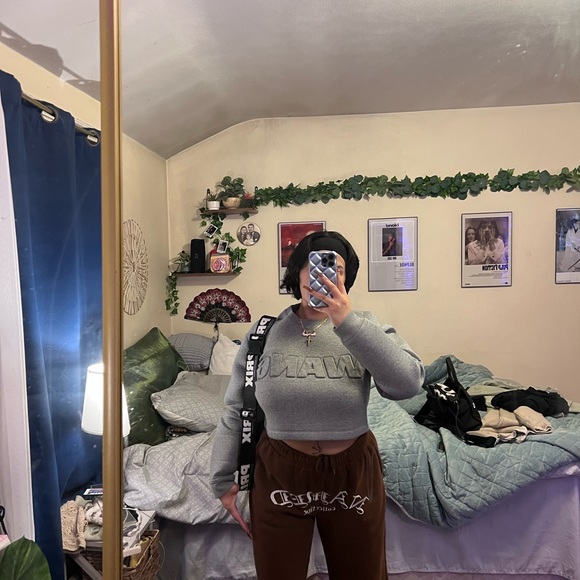 ALEXANDER WANG X H&M COLLAB SCUBA GREY CROPPED CREWNECK SWEATER - Picture 3 of 6